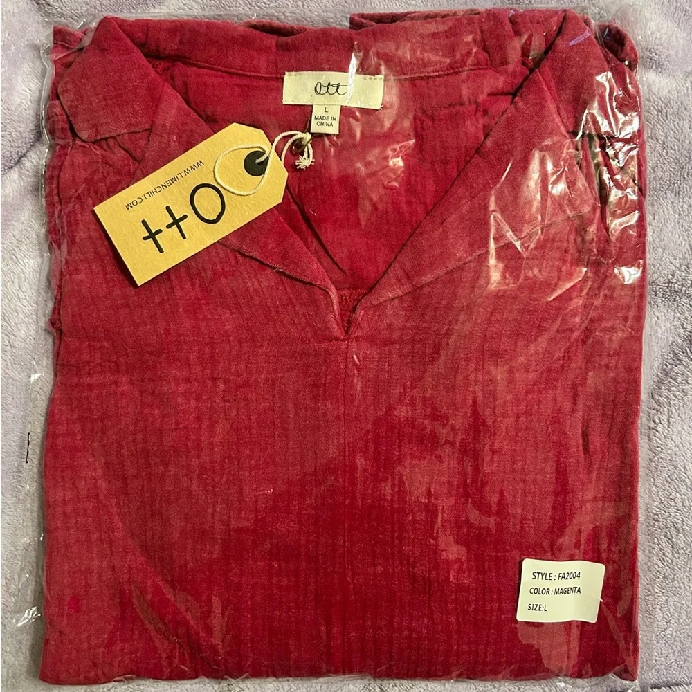 Ott Magenta Ruffle Hem Top - Picture 10 of 11